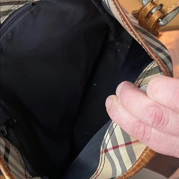 BurberryS Blue Label Plaid Tote Bag with Tan Accents - Picture 12 of 16